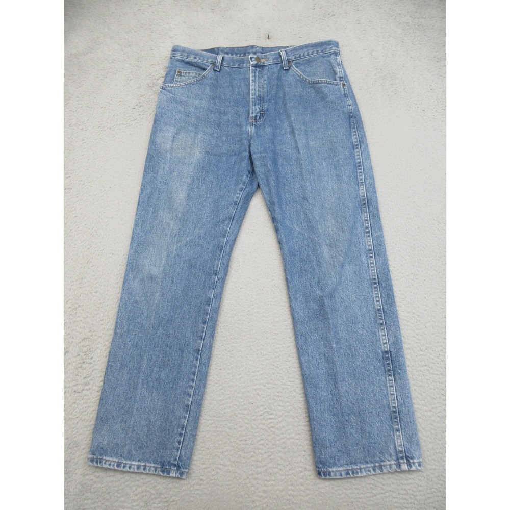 Wrangler Regular Fit Jean Men 36x30 Blue Denim Straight Leg Workwear Western Dad